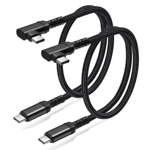 Short USB C to C Cable 1.5ft, Right Angle 20Gbps Data Black - Picture 1 of 7