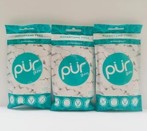 PUR Xylitol Chewing Gum WINTERGREEN (55 Pieces, 3 Pack) Sugarless Vegan - Picture 1 of 1