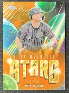 2024 Topps Chrome Update Pete Alonso Stratospheric Stars SP Mets Orange /25 - Picture 1 of 3