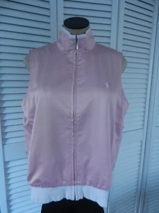Ralph Lauren Golf women's pink shiny embroidered pony full zipper vest, Size: L - Picture 1 of 12