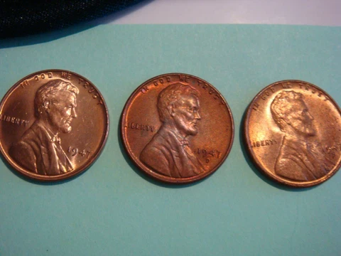 1947 P 1947 D 1947 S Lincoln Cents - UNC, BU Red, beautiful coins Cover
