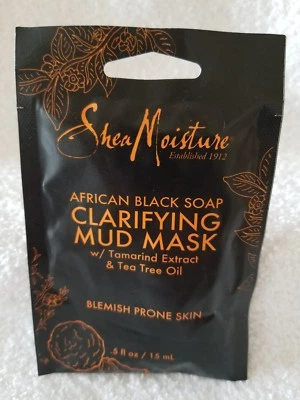 SheaMoisture African Black Soap CLARIFYING MUD MASK Tea Tree Oil .5 oz/15mL New - Image 1 of 3