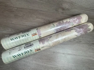 2x WAVERLY Double Roll Wallpaper 20 1/2” x 22 Yards 112.6 Sq Ft Purple 577952 - Picture 1 of 7