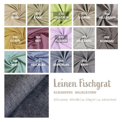 Halbleinen Meterware gemustert Fischgrat - Leinenstoff - Leinengewebe *ab 50cm - Bild 1 von 4