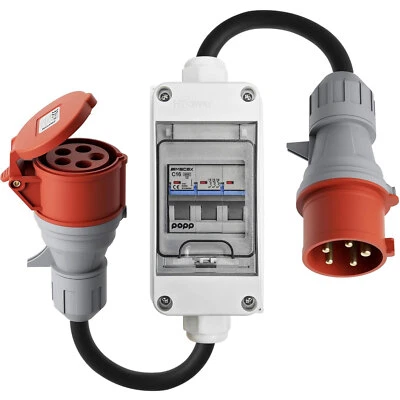 ‎DÉ CEE Adapter Starkstrom 32A Stecker auf 16A Kupplung mit Leitungsschutzschalter