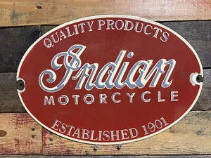 VINTAGE INDIAN MOTORCYCLE PORCELAIN SIGN MOTOR BIKE SALES GAS OIL OLD SIGN SALES - Picture 1 of 17