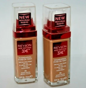 LOT Of 2 Revlon Age Defying Firming Lifting makeup pump Foundation 45 Warm Beige - Picture 1 of 5