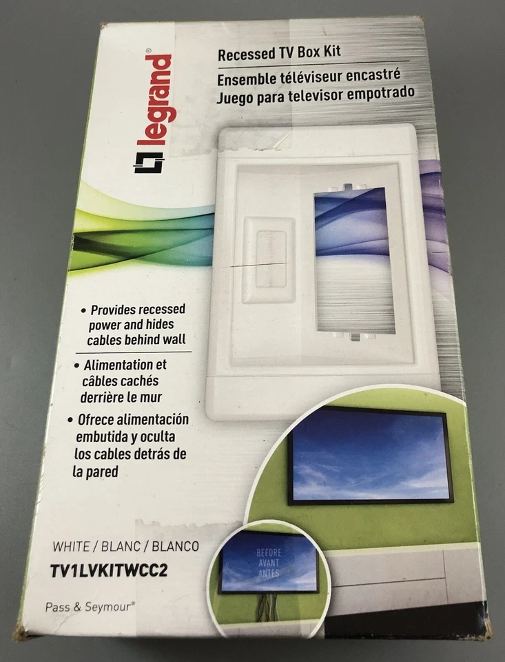 Legrand TV1LVKITWCC2 Single Gang Recessed TV Box FNFP