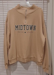 H & M 3/4 Zip Dark Beige Shirt L - Picture 1 of 2
