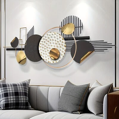 Large 3D Metal Wall Art 59"x22.8" Modern Wall Sculpture for Living Room Bedroom - Image 1 of 4