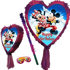 Happy birthday Heart smash Pinata minnie theme Mickey party mouse game supplies - Picture 1 of 2