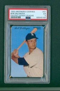 1953 Mother's Cookies PCL Baseball Card - #61 Bob Dillinger, PSA 5 EX - Picture 1 of 2
