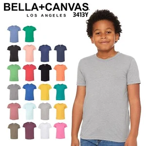 Bella + Canvas 3413Y Youth Triblend Jersey Short Sleeve Tee Top - Picture 1 of 25