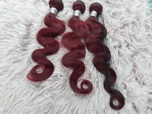 18+20+22INCHE BRAZILIAN HUMAN HAIR  BODY WAVES COLOUR 99j# BURGUNDY 300g 12AA - Picture 1 of 5