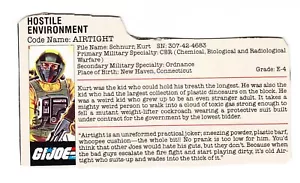 Tarjeta de archivo hermética vintage original GI Joe ARAH - Imagen 1 de 4