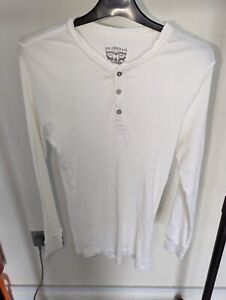 Levi's Henley T-Shirt Men's M White 300ls Long Sleeve Top