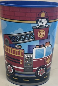 Flaming Fire Truck Plastic Keepsake Cup 16 Oz - Picture 1 of 2