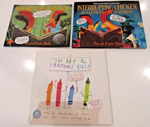LOT OF 3 CHILDREN BOOKS INTERRUPTING CHICKEN DAVID EZRA THE DAY THE CRAYONS QUIT - Picture 1 of 13