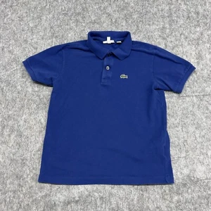 Lacoste Polo Shirt Boys 10 Blue Classic Cotton Short Sleeve Casual Preppy Peru - Picture 1 of 12