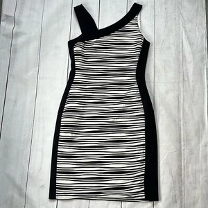 Joseph Ribkoff Womens Black/White Striped Bodycon Lined Dress - SZ: 12 - Picture 1 of 7