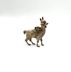 Possibly Solid Silver Vintage Llama Figurine with Possible Pyrite Chunks - Picture 1 of 19