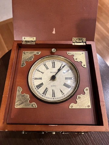 Bulova Tabletop Clock, Treasure Box Style Case, Metal Accents Edinbridge B7450 Cover