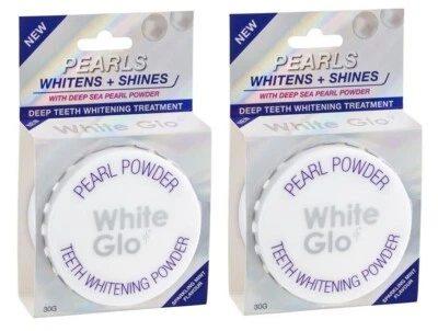 2 x White Glo Pearl Pulver Zahnaufhellungspulver 30g
