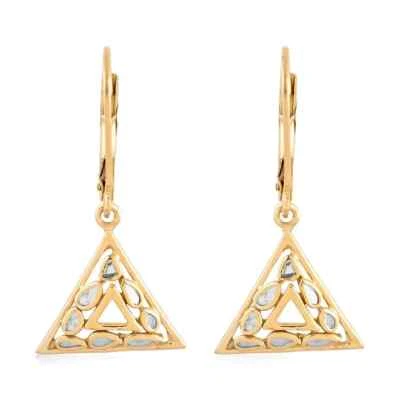 Aretes con palanca trasera de tres billones de diamantes Polki en YG sobre plata de ley 0,25 quilates Foto 1 de 4