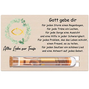 Taufe Geldgeschenk für Mädchen Junge Taufgeschenk Patenkind, Reagenzglas Holz Ta - Bild 1 von 6