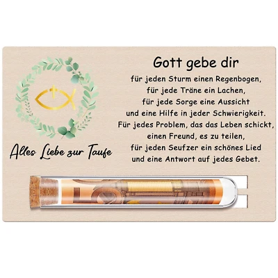 Taufe Geldgeschenk für Mädchen Junge Taufgeschenk Patenkind, Reagenzglas Holz Ta - Bild 1 von 4