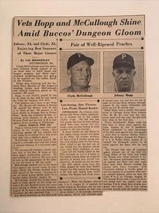 Clyde McCullough Johnny Hopp Pirates 1950 Sporting News Baseball 6X8 Panel - Picture 1 of 1