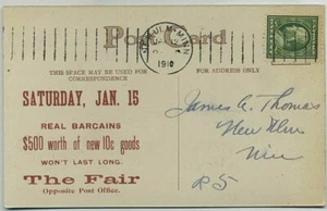 ADVERTISING POST CARD - 1910 - THE FAIR GENERAL STORE - NEW ULM, MN - w/1c STAMP - Picture 1 of 11