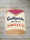 1960s VINTAGE GULF MOTOR OIL TWO-SIDED FLANGE SIGN GULFPRIDE SELECT MOTOR OIL