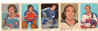 1973-74 Quaker Oats WHA hockey 5 card uncut panel strip J.C Tremblay ++++ RARE - Image 1 of 4