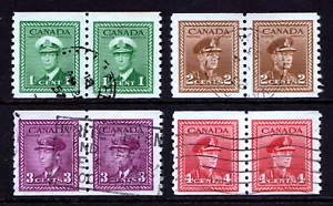 CANADÁ — SCOTT 278-281 — 1948 KGVI JUEGO DE BOBINAS, P91/2 — PARES USADOS — SCV $29 - Imagen 1 de 2