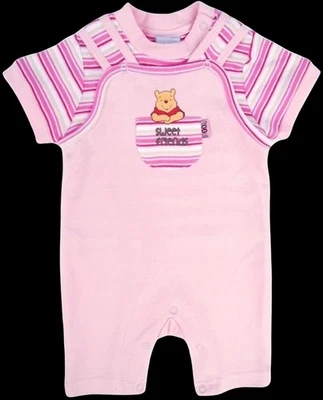 Disney WINNIE THE POOH Baby Girls Pink T-Shirt & Dungarees Set Sizes 0-9 Months - Image 1 of 4