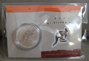 2001 RAM $1 One Dollar 1oz Silver Kangaroo Frosted Coin - Carded - Picture 1 of 2