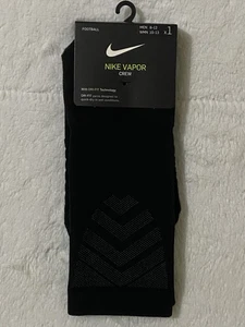 NIKE Elite Vapor Crew Football Socks Men 8-12 Wmn 10-13 Black - Picture 1 of 4