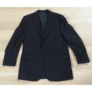 Trussini Men 40R Blazer Wool Three Button Single Breasted Navy Blue Window Pane - Picture 1 of 14