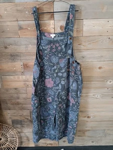 Mono caballete negro denim lavado floral para mujer talla Pierna ancha L de gran tamaño - Imagen 1 de 17