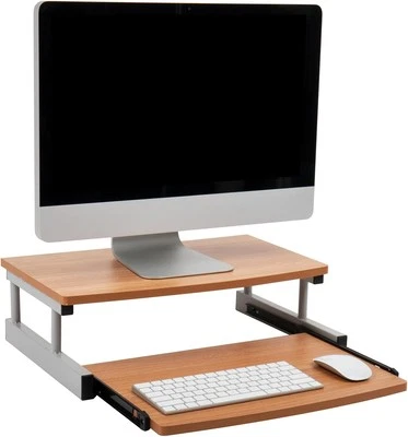 Mind Reader Monitor Stand, Sliding Keyboard Drawer, Laptop, Riser, Brown  - Image 1 of 4