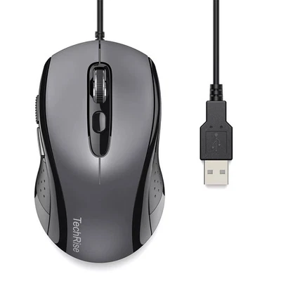 TechRise Wired Mouse USB 2.0, Mice Wired Optical USB Computer Mouse With 3600DPI - Image 1 of 4