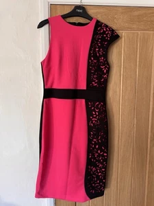Amy Childs Black And Pink Pencil Dress - Size 12 - Picture 1 of 8