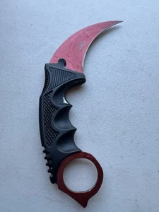 WARTECH KARAMBIT TACTICAL COMBAT FIXED BLADE KNIFE - RED 7 .5" length - Picture 1 of 8