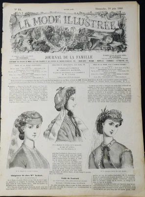 La Mode Illustree -Sunday, 10 June 1866, No.24, French Fashion Magazine. - Image 1 of 4