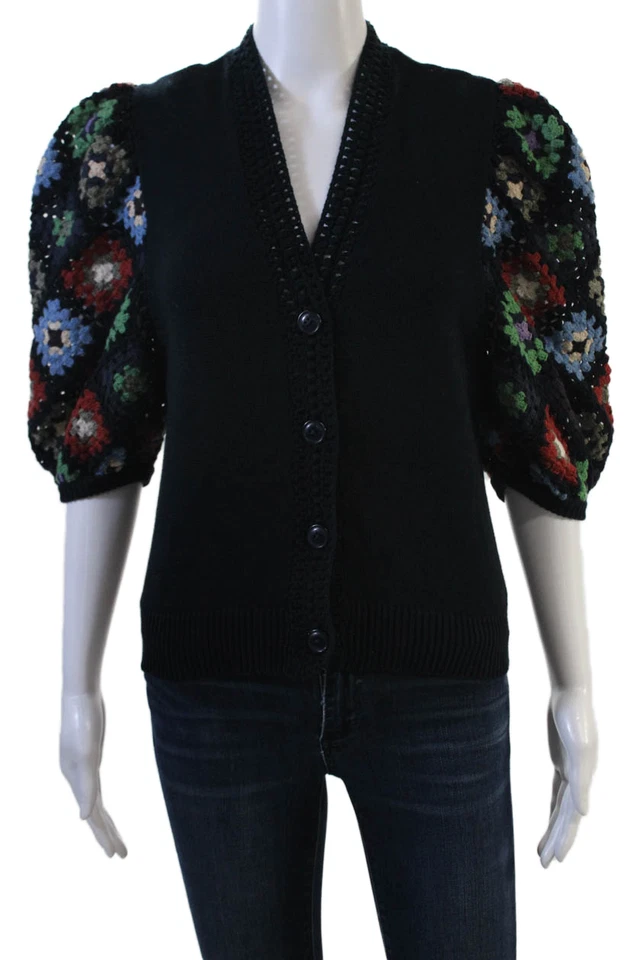 Cárdigan Algodón Por Otoño Cachemira Unisex Negro Cuello Botón Manga 3/4 Talla M Foto 1 de 4