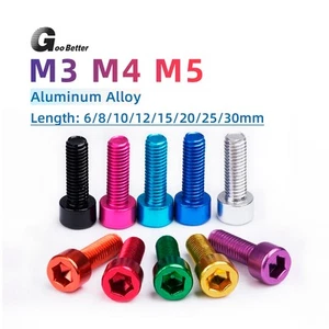 M3 M4 M5 Aluminum Alloy Allen Bolt DIY Socket Cap Screws Hex Head Anodised Bolts - Picture 1 of 20