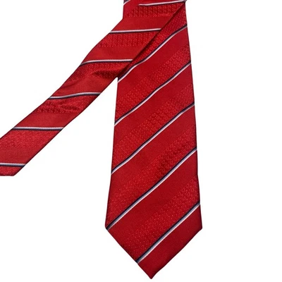 Corbata de seda Lanvin Paris para hombre 3x60 rojo blanco azul a rayas hecha en Francia Foto 1 de 3