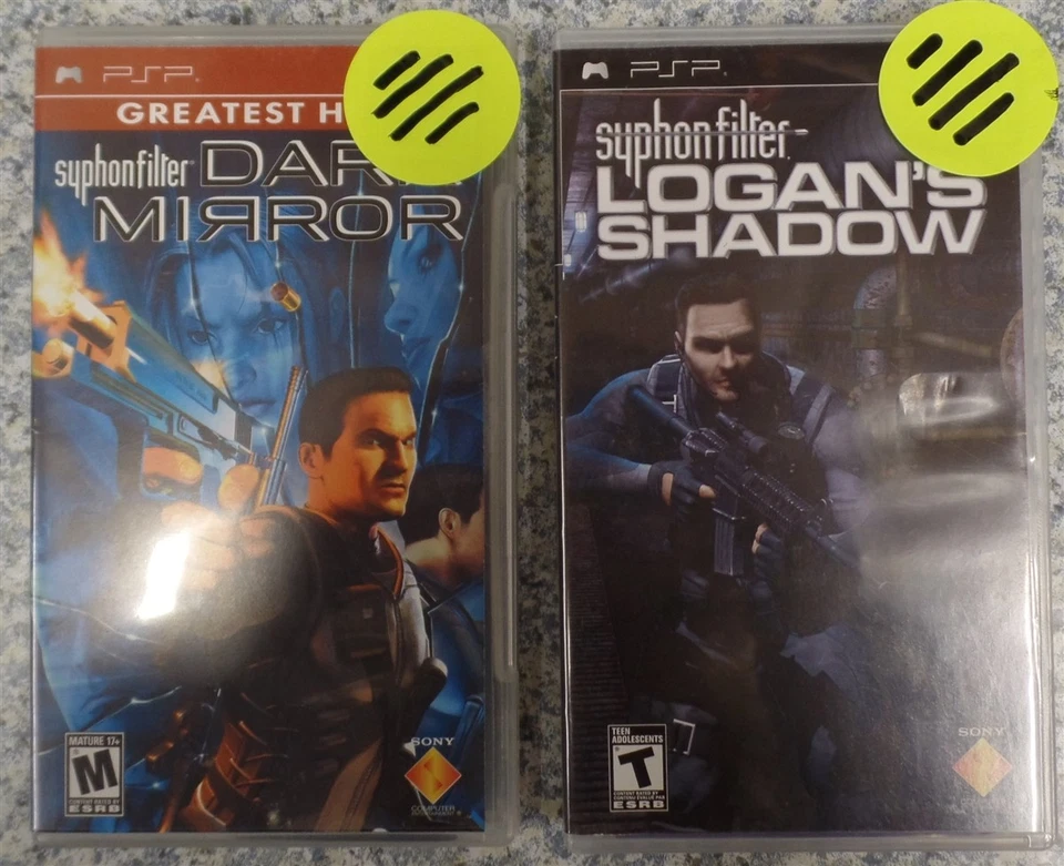 Video Game PSP Syphon Filter Dark Mirror and Logans Shadow USED GOOD - Image 1 of 4
