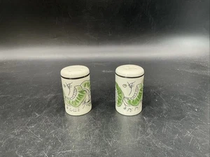 Vtg Italian Porcelain Salt & Pepper Shakers Pea Pods Or Pasta Shapes Design 3” T - Picture 1 of 8